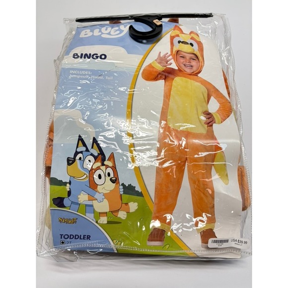 Bluey Bingo Toddler Costume Jumpsuit Hood Tail Halloween Spirit Size 2T Dress up - Picture 10 of 11